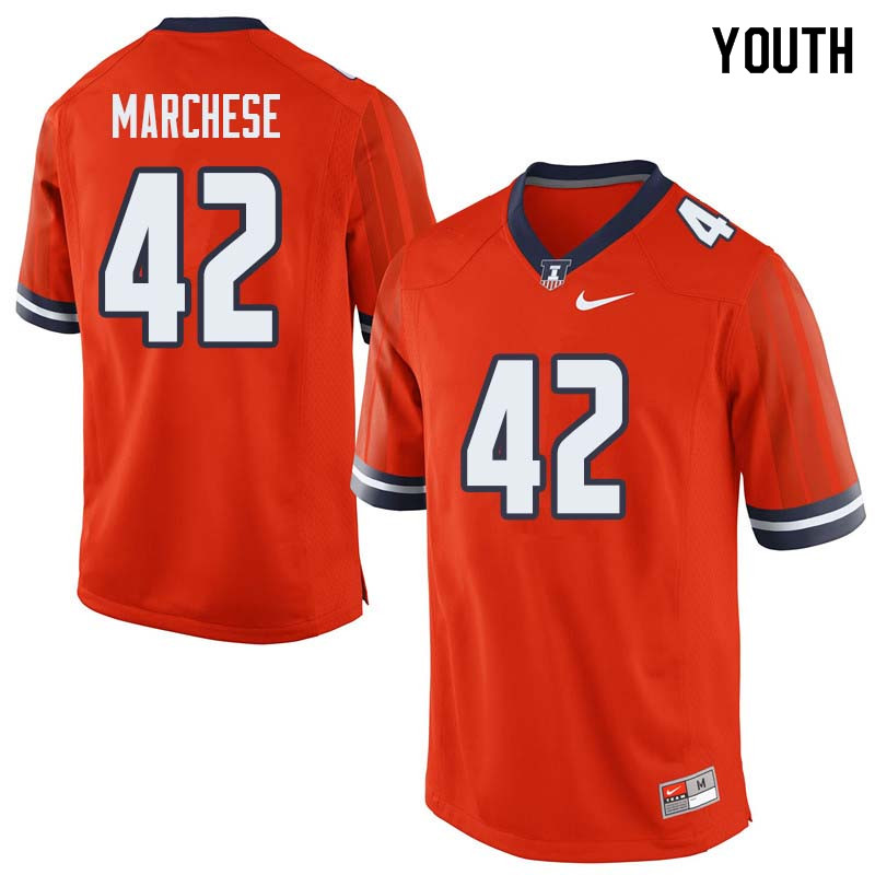 Youth #42 Michael Marchese Illinois Fighting Illini College Football Jerseys Sale-Orange